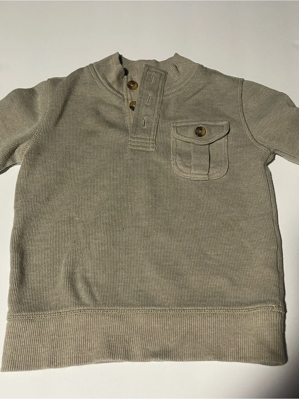 babyGap Ribbed Knit Long Sleeve Henley Sweater - Tan / Beige - Size 4T (4 YRS)